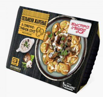Быстро и вкусно Пельмени жареные в сливочно-грибном соусе (Фабрика Уральские пельмени).png