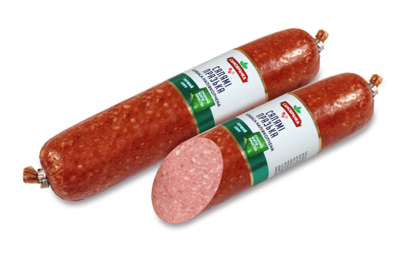 Файл:Колбаса полукопченая Салямi Празька (Самобранка).png