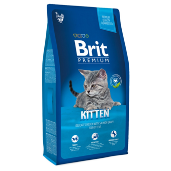 Premium Cat Kitten с курицей в лососевом соусе для котят (Brit).webp