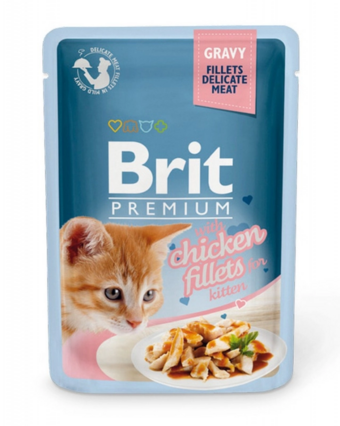 GRAVY Chiсken fillets for kitten Кусочки из куриного филе в соусе (Brit).webp