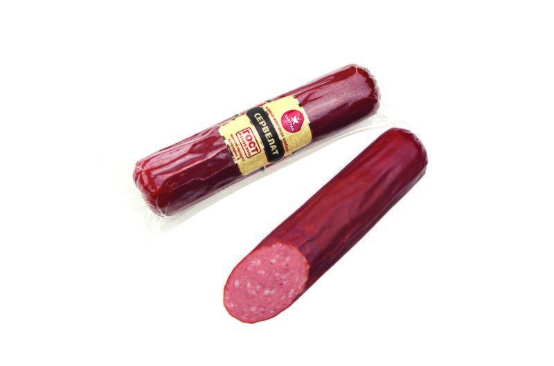 Файл:Колбаса варено-копченая Сервелат ГОСТ (САВА).jpg