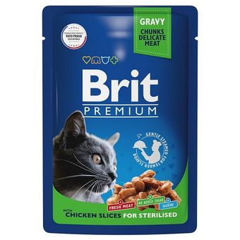 Premium Cat Pouches Sterilised, кусочки с курицей (Brit).jpg