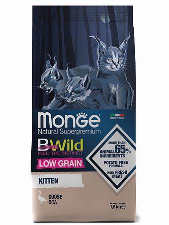 BWILD LOW CRAIN Kitten низкозерновой корм из мяса гуся (Monge).jpg