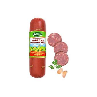 Колбаса варено-копченая Равелат с рубленым мясом (ТМ Хуторок).jpg